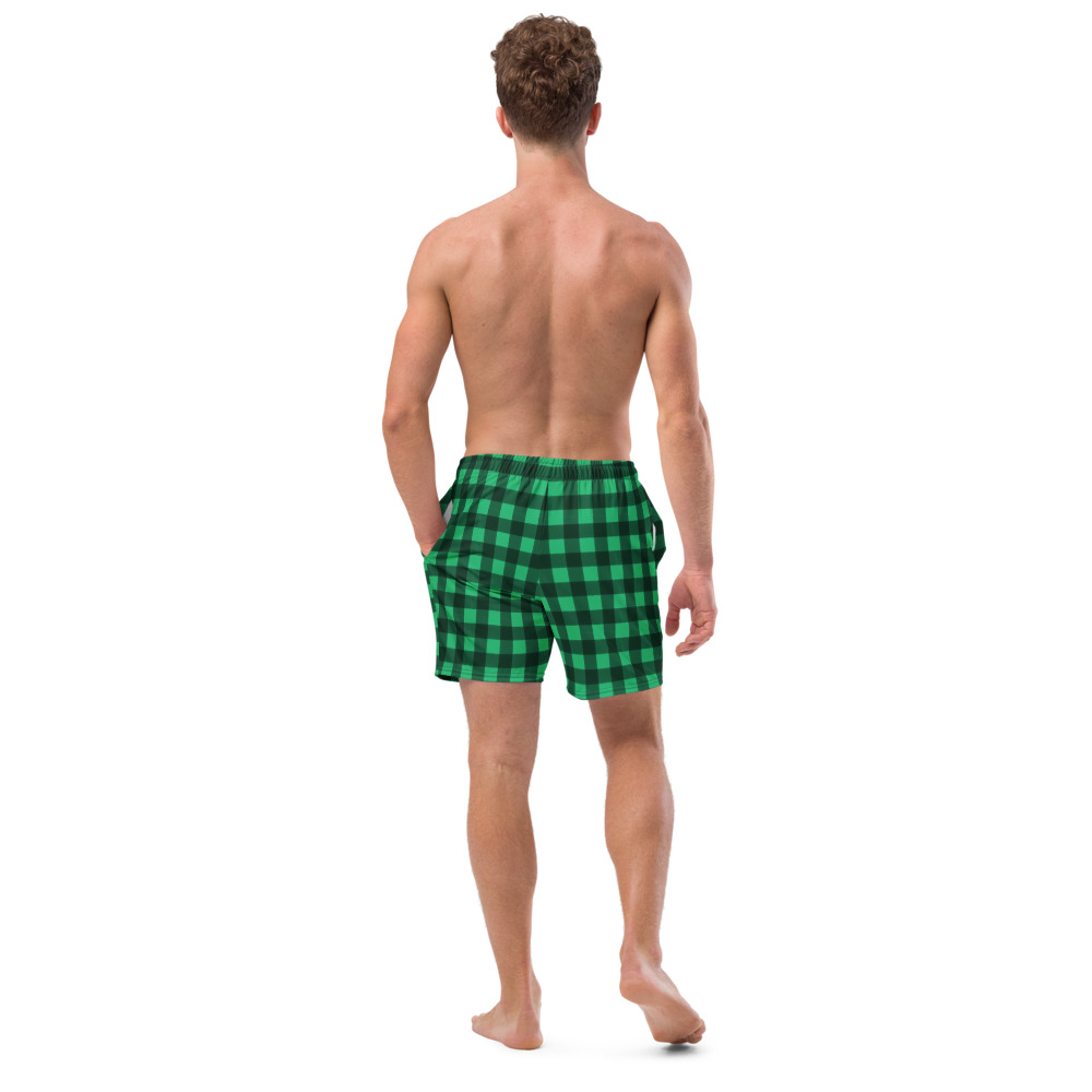 Green Checked DUDE Swim Trunks - Image 5