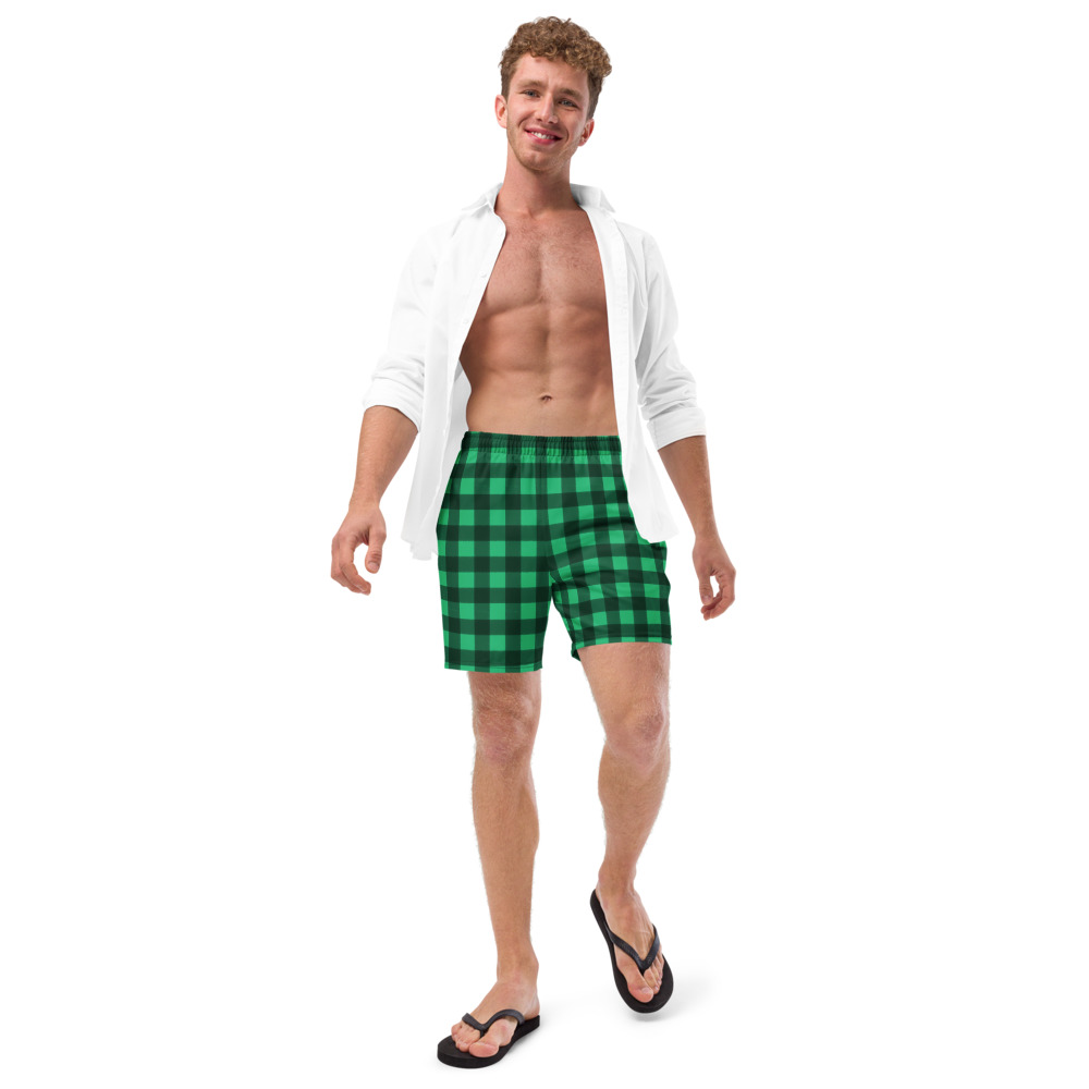 Green Checked DUDE Swim Trunks - Image 2