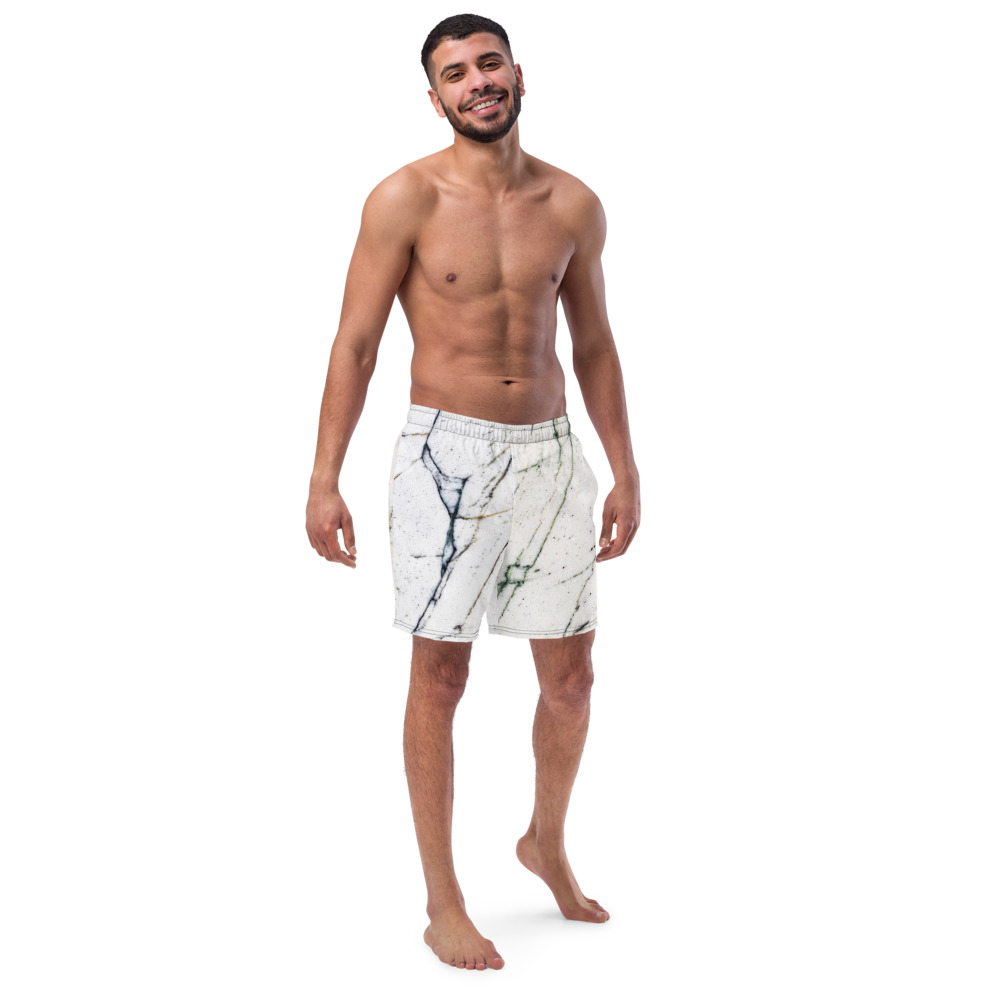 White Marble DUDE Swim Trunks